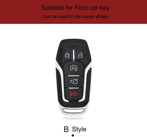Leather Cover Key Fob Shell Compatible with Ford F150/F250 2015 2016 2017 5 Buttons Keyless Remote Control (B-Blue) …...