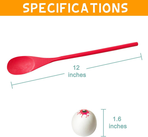 Easter Egg and Spoon Race Game 6 Players, Halloween Eyeball and Spoon Relay Race Games for Kids & Adults, Wooden Spoon Game Egg Game for Party Car...