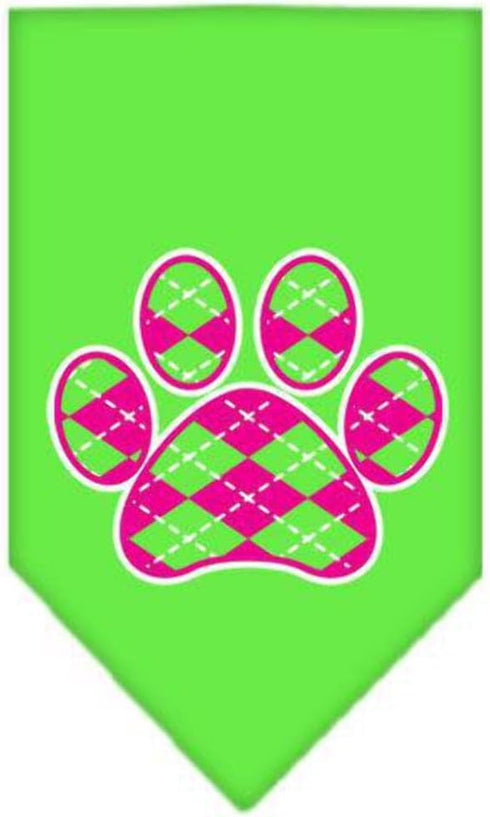 Mirage Pet Products Argyle Paw Pink Screen Print Bandana for Pets, Small, Orange...