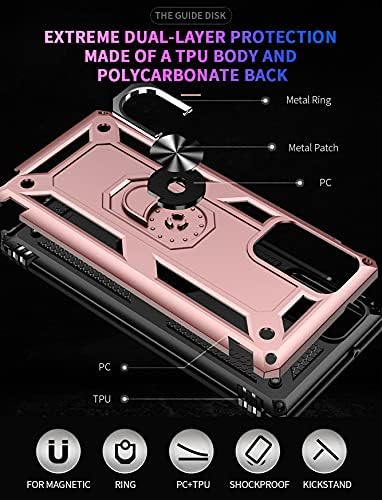 for Samsung Galaxy Note 20 Case, Note20 5G Case with HD Screen Protectors, Military-Grade Metal Ring Holder Kickstand 15ft Drop Tested Shockproof ...
