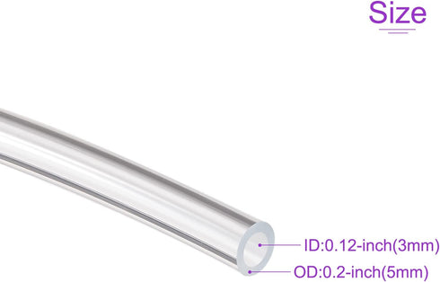 DMiotech 3mm ID 5mm OD Clear PVC Tube Flexible Transparent Hose Vinyl Tubing for Water,Air, Oil Tube,16.4ft Length...