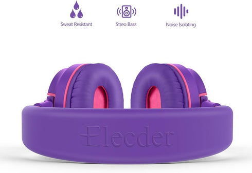ELECDER i36 Kids Headphones Children Girls Boys Teens Foldable Adjustable On Ear Headphones 3.5mm Jack Compatible Cellphones Computer Kindle MP3/4...