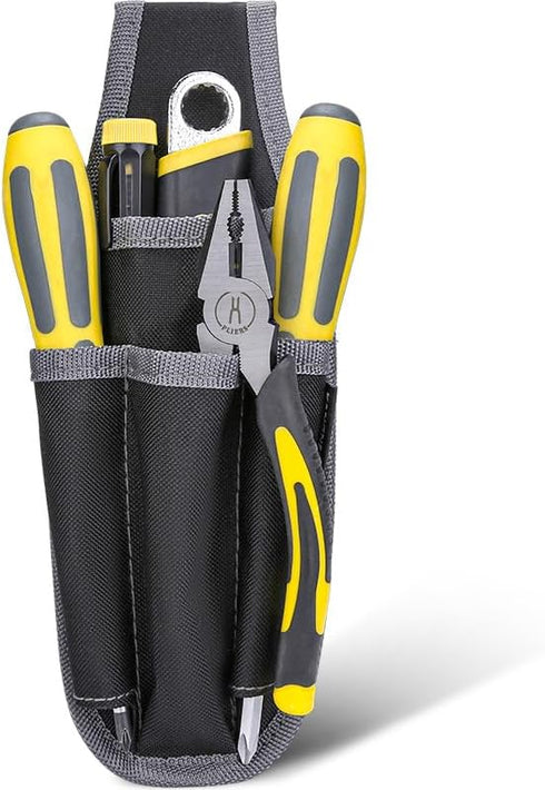 Tool Belt, 4 Pockets Tool Pouch for Tool Organization, with Metal Belt Clip Attachment, for Craftsmen, Electrician, Gardener, for Electric Pen, Sc...