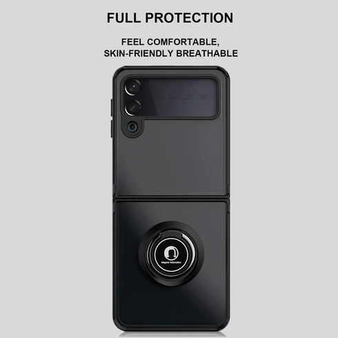 TJS Compatible with Samsung Galaxy Z Flip 3 5G Case, Metal Ring Kickstand Magnetic Support Drop Protective Cover Phone Case (Yellow)...