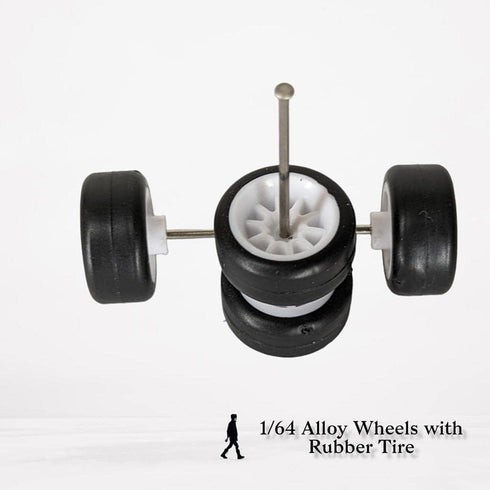 A Pair White Alloy 1:64 Wheels,Scale Alloy Wheels Rubber Tires,Model Alloy and Accessories Tires Wheel Rubber Tire and Wheel Sets Wheels and Tires...