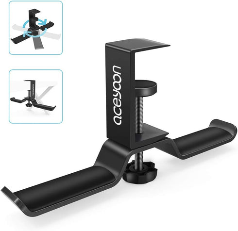 aceyoon Headphone Stand, Under Desk Hanger, Dual Headset Holder, Table Hook for Bag/Backpack/Gaming Headphone, 360 Rotatable, Black...