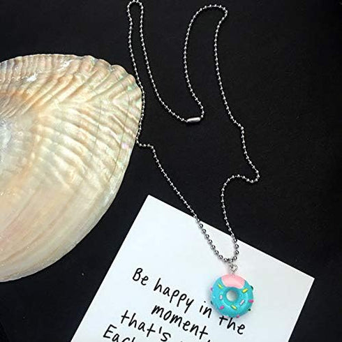 Colorful Mushroom Doughnut Shape Necklace Set Sweet Fresh Food Pendant Beaded Chain Necklace Creative Jewelry Sets for Women...