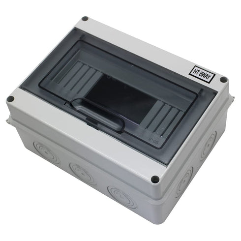 Distribution Protection Box with DIN Rail IP65 ABS Transparent Clear Cover Power mcb Distribution Box for Circuit Breaker Indoor on The Wall 8 Way...