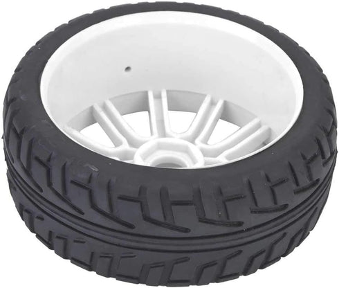 2Pcs Wheel Rim, Racing Car Rubber Wheel Hub Tires for 1/8 On-Road Racing RC (White)...