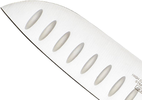 Mercer Culinary Millennia Color Handle Cutlery 7" Santoku Knife (Granton Edge) Brown...