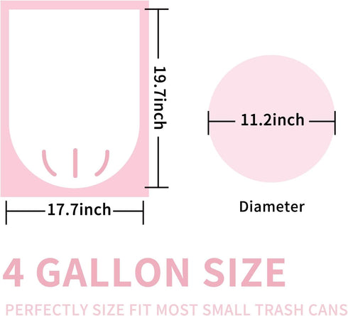 4 gallon Strong Trash Bags Garbage Bags, Bathroom Trash Can Bin Liners, Small Plastic Bags for home office kitchen bedroom, pink...