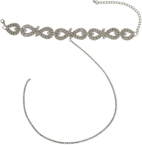 YERTTER Y Choker Rhinestone Crystal Oval Link Chain Tassel Choker Cuba Link Chain Necklace Set for Women Girls...