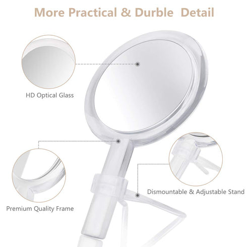 Double Sided 1x - 7X Magnification Hand Held Makeup Mirror with Adjustable Stand,clear (7X)...