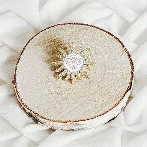 2Pcs Fashion Enamel Starry Sky Moon Brooch Pin and White Enamel Sun Brooch Pin Collar Badge Corsage Jewelry Women...