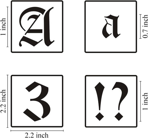 1 Inch Alphabet Letter Stencils for Painting - 70 Pack Old English Letter and Number Stencil Templates with Signs for Painting on Wood, Reusable L...