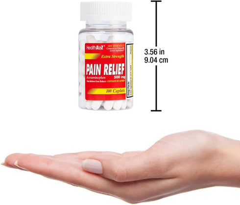 HealthA2Z® Extra Strength Pain Relief | Acetaminophen 500mg | Contains No Aspirin | Fever Reducer | Pain Reliever (100 Count (Pack of 1))...