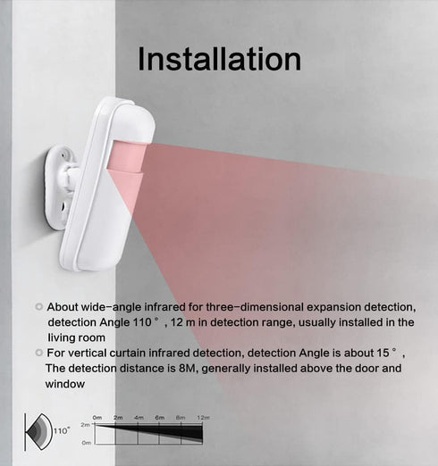 Wireless Infrared Motion Sensor PIR Motion Detector Anti-Theft for Home Security Alarm System,Burglar Alert System Compatible with Alarm System Co...