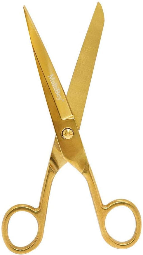 MultiBey Gold Scissors 7" Tailor Fabric Paper Cutting Tools Craft Scissors Shears Heavy Duty Copper Straight Recycled Home Office Scissors Cutter...