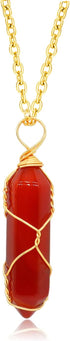 Red Carnelian Crystal Necklace for Women, Real Carnelian Healing Stone Necklace,Carnelian Pendant Women Wire Wrapped Jewelry...
