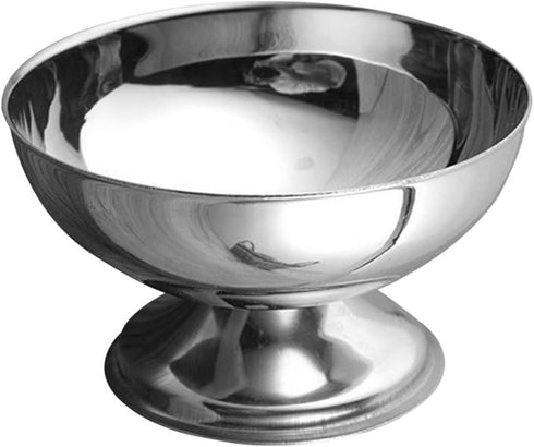 PRETYZOOM Stainless Steel Ice Cream Bowl, Footed Dessert Cup for Sundae Fruit Terrarium, Reusable Snack Bowls Yogurt Cup Appetizer Serving Bowl (1...