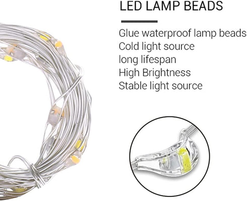 String Lights, Waterproof LED String Lights,2 Pack 20ft 60 LED Festival Decorations Crafting Battery Powered Copper Wire Starry Fairy Lights...