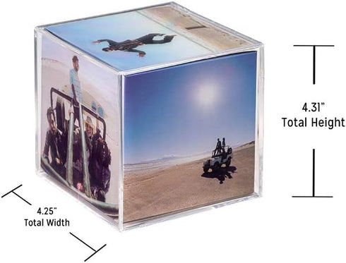 Malden International Designs Acrylic Photo Cube, Holds (6) 4” x 4” square photos, Clear...
