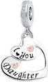 I Love You Heart Dangle Charms Compatible with Pandora Bracelet Necklace for Mom Daughter Grandma Granddaughter Nana Auntie Wife Sister Best Frien...