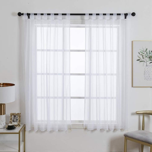 ZebraSmile 1 Panel Tab Top Voile Sheer Curtain Loop Sheers for Living Room Divide Drape Bedroom Small Window Drape White 69(H) X55(W) in...
