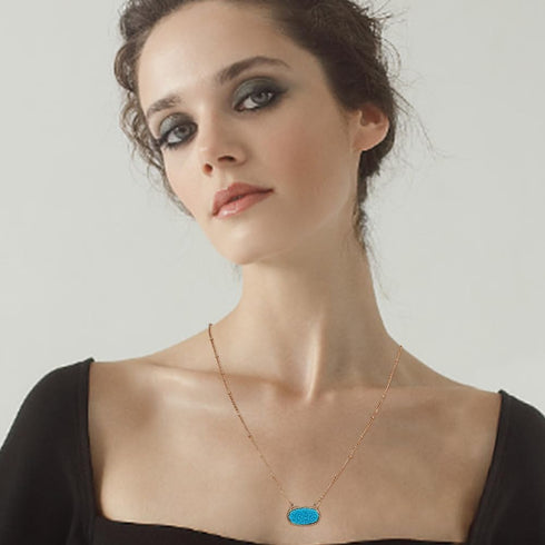 6PCS Faux Druzy Stone Necklace Simulated Druzy Pendant Necklace for Women Colorful Sparkly Oval Stone Necklaces Christmas Valentine's Day Jewelry ...