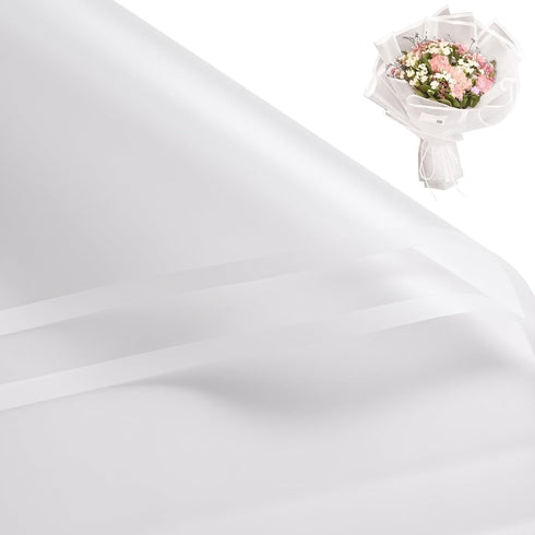 RUSPEPA 20 Sheets Flower Wrapping Paper - White Edge Frosted Waterproof Floral Bouquet Wrapping Paper - Florist Supplies Packaging Paper for Birth...