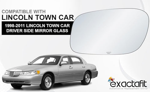 exactafit 8128L Driver Side Mirror Glass Replacement Repair Compatible With 1998-2011 Lincoln Town Car...
