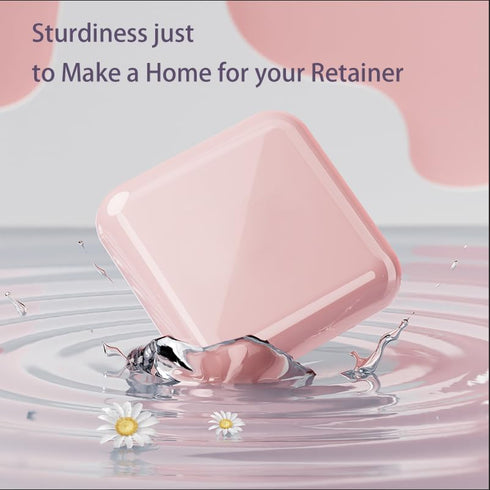 Retainer Case,Cute Mouthguard Case with Mirror,Slim Night Mouth Guard Case with Lid Hinge,Aligner Case,Inner Size 2.56, 2.36, 0.79inch...