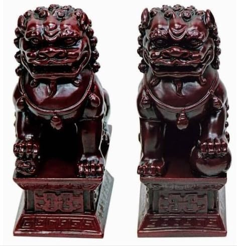 Temple Lions Foo Dogs Asian Art Chinese Feng Shui Statue...