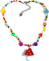 Colorful Fresh Mushroom Heart Rainbow Beaded Pendant Necklace Resin Choker for Women Handmade Multicolor Bohemian Jewelry-red...