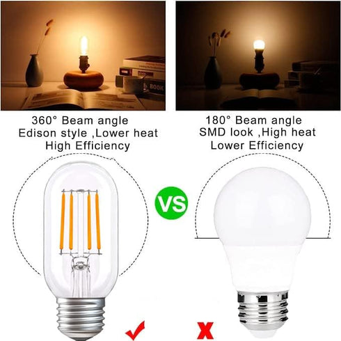 LED Tubular Bulb 4W,E26 Clear Edison Bulb,40W Equivalent 400 Lumens, Antique Edison Style LED Filament Light Bulbs,2700K Warm White Non Dimmable P...