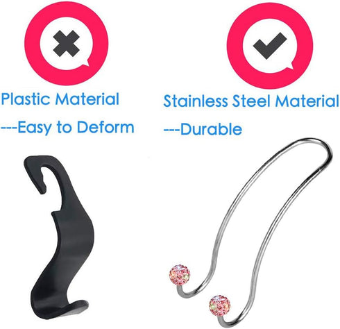 SAVORI Auto Hooks Bling Car Hangers Organizer Seat Headrest Hooks Strong and Durable Backseat Hanger Storage Universal for SUV Truck Vehicle 2 Pac...