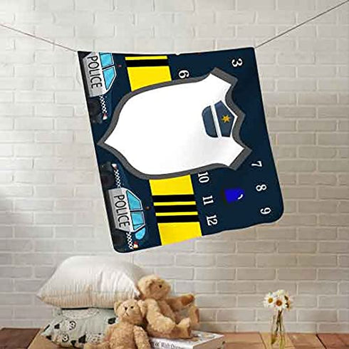 Baby Monthly Milestone Blanket, Month Blanket for Newborn Baby Shower, Police Theme Baby Photography Background for Baby 60x40 inches BTQQLY165...