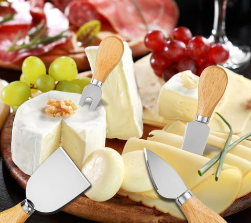 Cheese Knives Set - Cheese Knife, Cheese Spreader, Cheese Fork, Cheese Slicer, Cheese Cutter, Butter Knife – 6PCS Mini Stainless Steel Cheese Kniv...