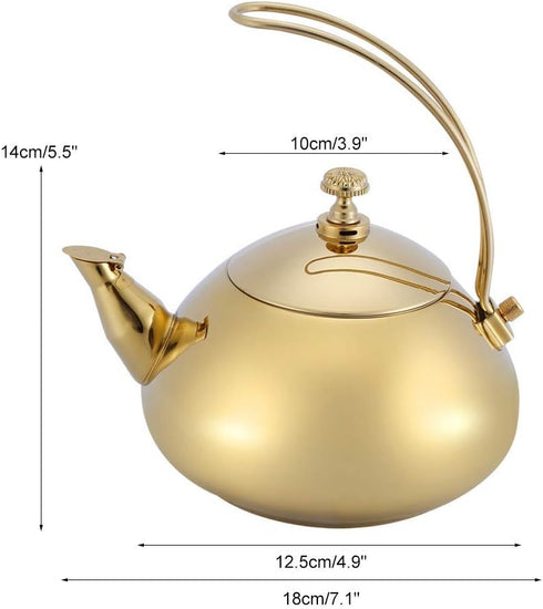 1.5L Classical Stainless Steel Teapot Induction Cooker Kettle Teakettle Fast Water Heating Boiling Pot with Tea Strainer for Kung Fu Tea(Gold)...