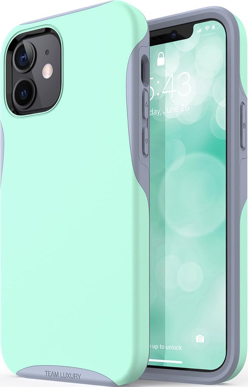 TEAM LUXURY for iPhone 12 Case/iPhone 12 Pro Case, Shockproof Rugged Protective Phone Cover - Wireless Charging Compatible - (Soft Mint)...
