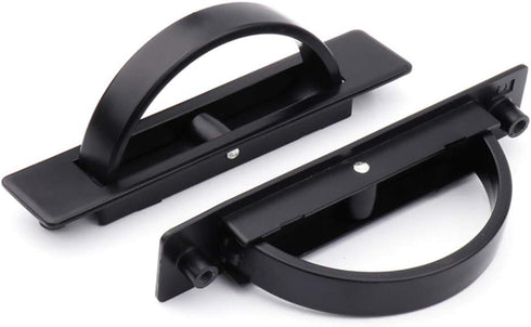 2 Pack Concealed Drawer Door Finger Insert Recessed Flush Pull Handle with Resin Back Cap, Black...