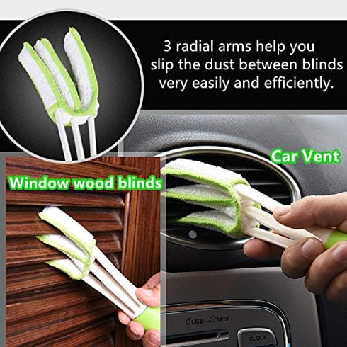 3PCS Cleaning Brush Window Blind Duster Car Air Vent Cleaner Automotive Air Conditioner Brush, Dust Collector Cleaning Cloth Tool for Keyboard Win...