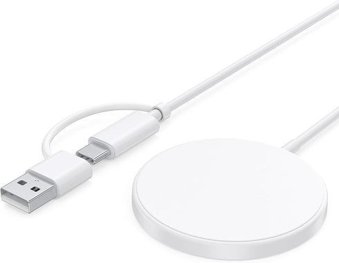 Magnetic Wireless Charger, 15W Mag-Safe Portable for Apple, 5ft, Dual Ports Fast Flat Magnet Charger for iPhone 15 14 13 12 Pro Max Plus & Airpods...