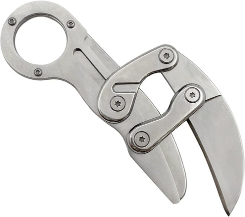 Outdoor Mini Camping Stainless Handle Survival Knife Multifunction Outdoor Tactical Rescue Tools Folding Hunting (new claw knife silver)...