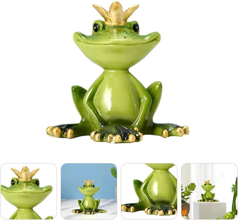 Holibanna Outdoor Statues - Frog Statue Collectible Frogs Toad Toads Royalty Fairy Tale Sculpture Garden Frog Figurine Sculpture Figure Green Frog...