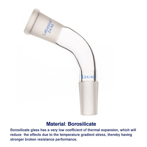 Glass 105 Degree Distillation Adapter, Borosilicate Glass Bent Adapter with 24/40 Joints for Laboratory Lab Supply...