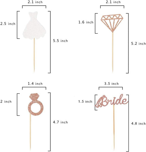 36PCS Bridal Shower Cupcake Topper, Diamond Ring Wedding Dress Cupcake Picks for Wedding Engagement Bridal Shower Decorations Bachelorette Party...