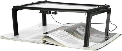 Sonew Foldable A4 Magnifying Glass, 3X Magnifier Reading Lamp with 4 LED Lights, Reading Accessory with Battery Power Supply for Home Travel and O...