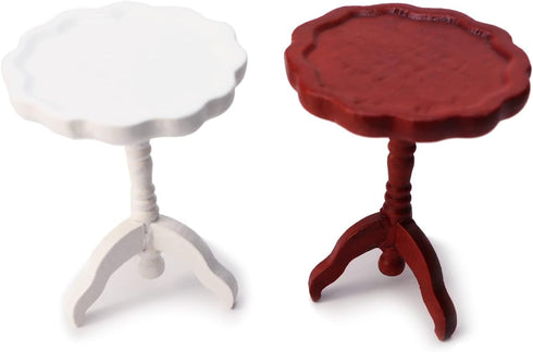 Miniature Dollhouse End Table 1:12 Scale Wooden Furniture Round Side Tea Table Model for Dollhouse Living Room Scene Decoration Gift (Brown)...