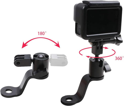 SUREWO Aluminum Motorcycle Rearview Mirror Mount Bracket Holder Compatible with GoPro Hero 12/11/10/9/8/7/6(2018)/5 Black APEMAN AKASO TENKER Camp...